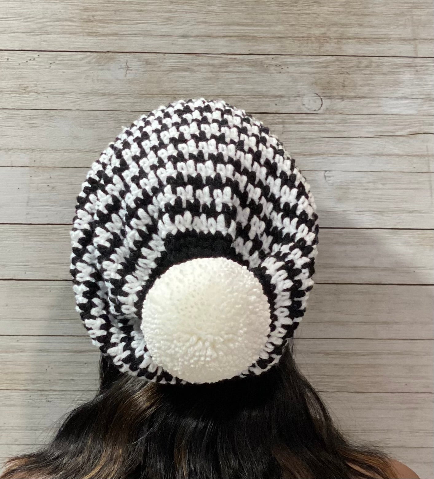 Crochet Houndstooth Slouchy Hat