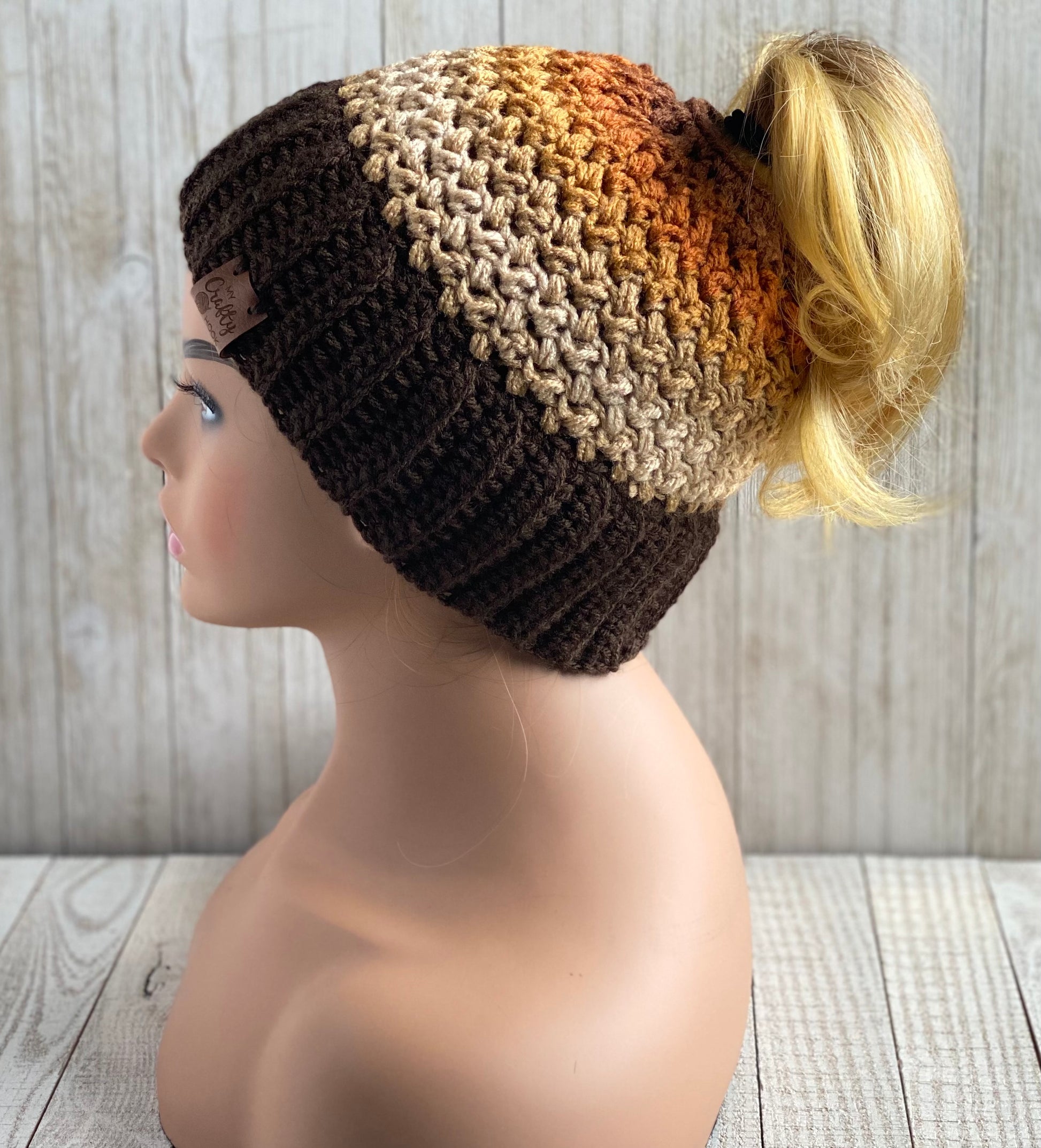 Crochet Hat Pattern Beanie With Ponytail Hole Norwalk Ponytail