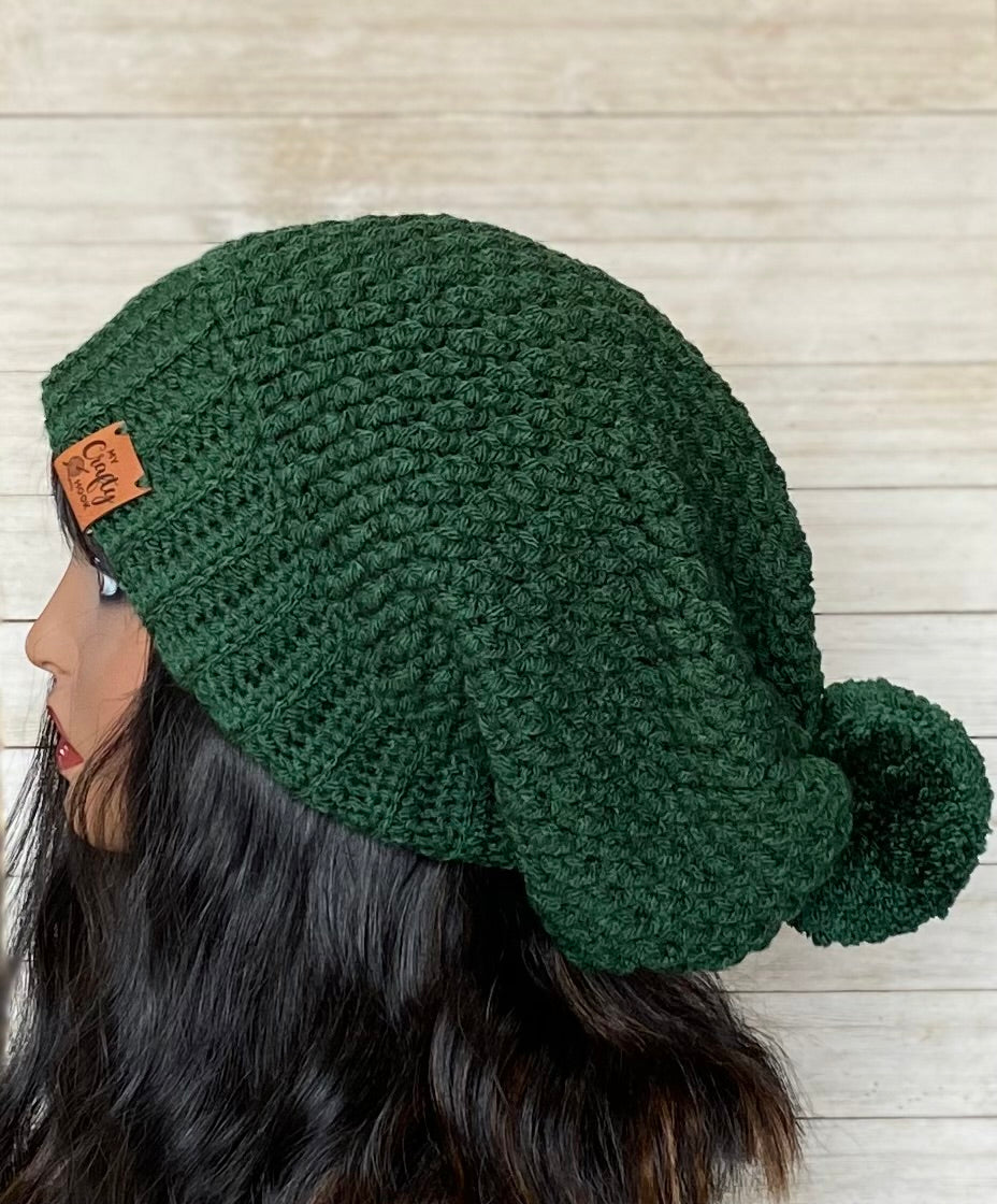 Crochet Slouchy Hat with Pom-Pom